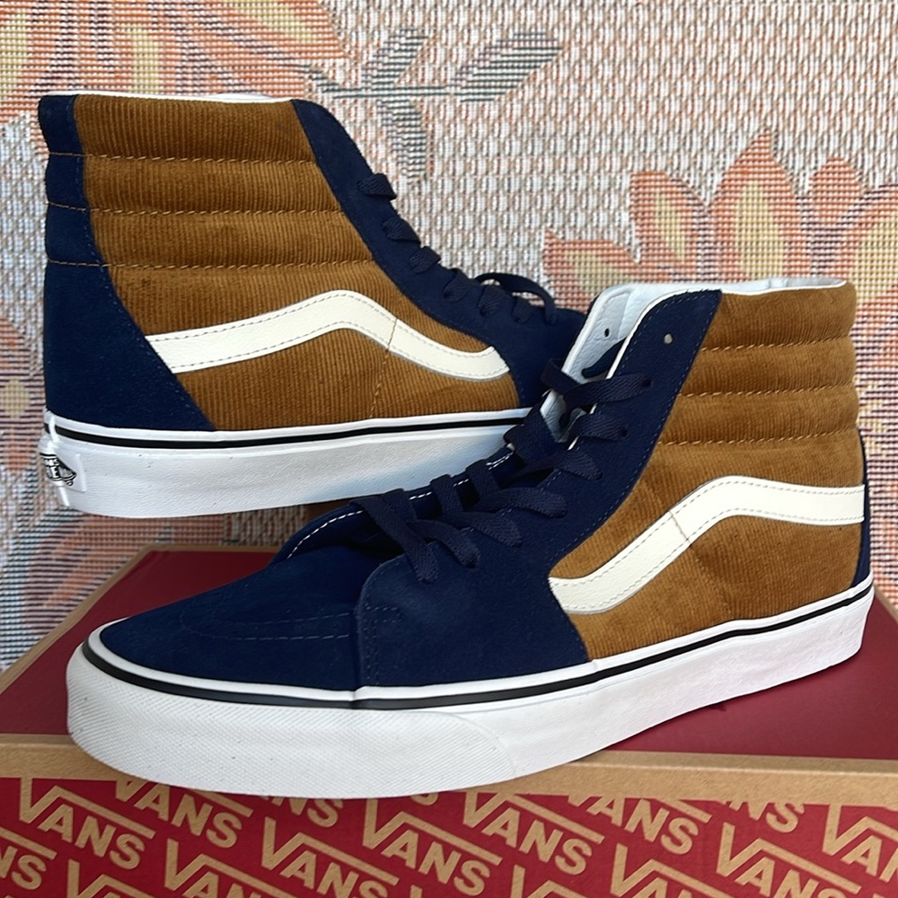 Vans Women's Sk8-Hi Mini Cord Blue/Brown VN0007NS0BO Sneakers